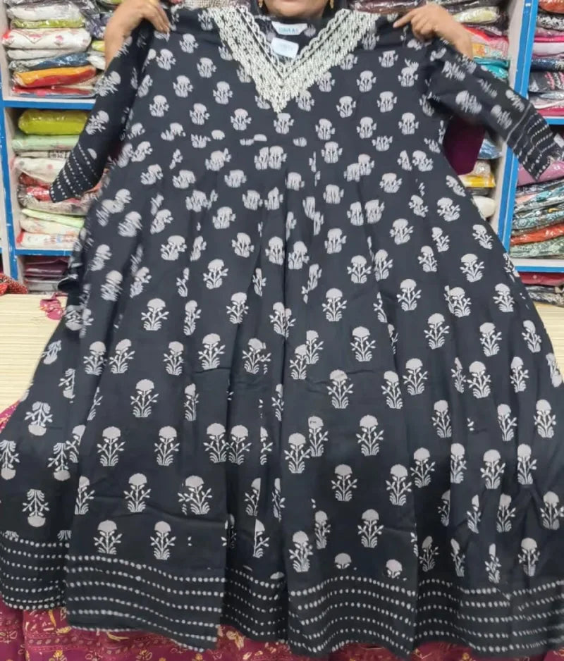 Plus Size V Neck Rayon Anarkali