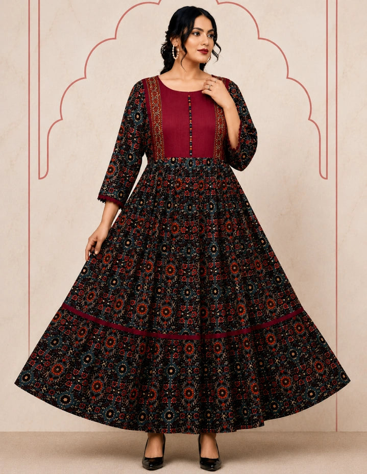 Plus SIze Heavy Muslin 3 TyreAnarkali