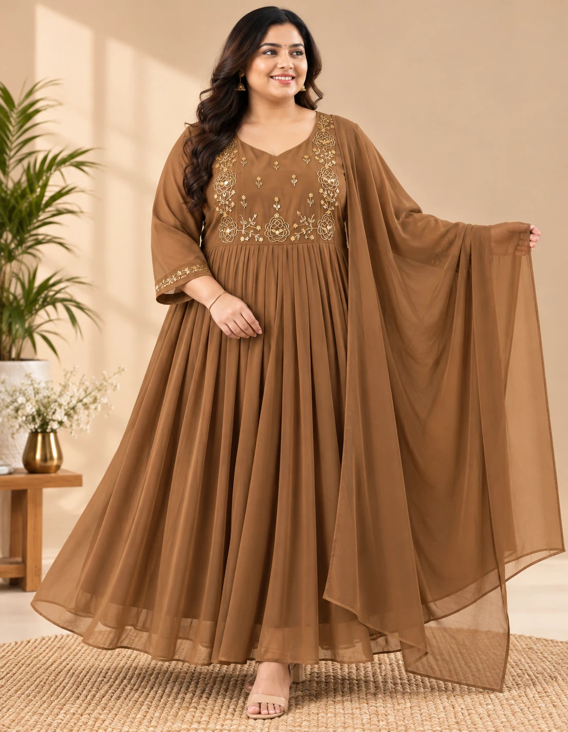 Rose Aari Work Plus Size 2pcs Set