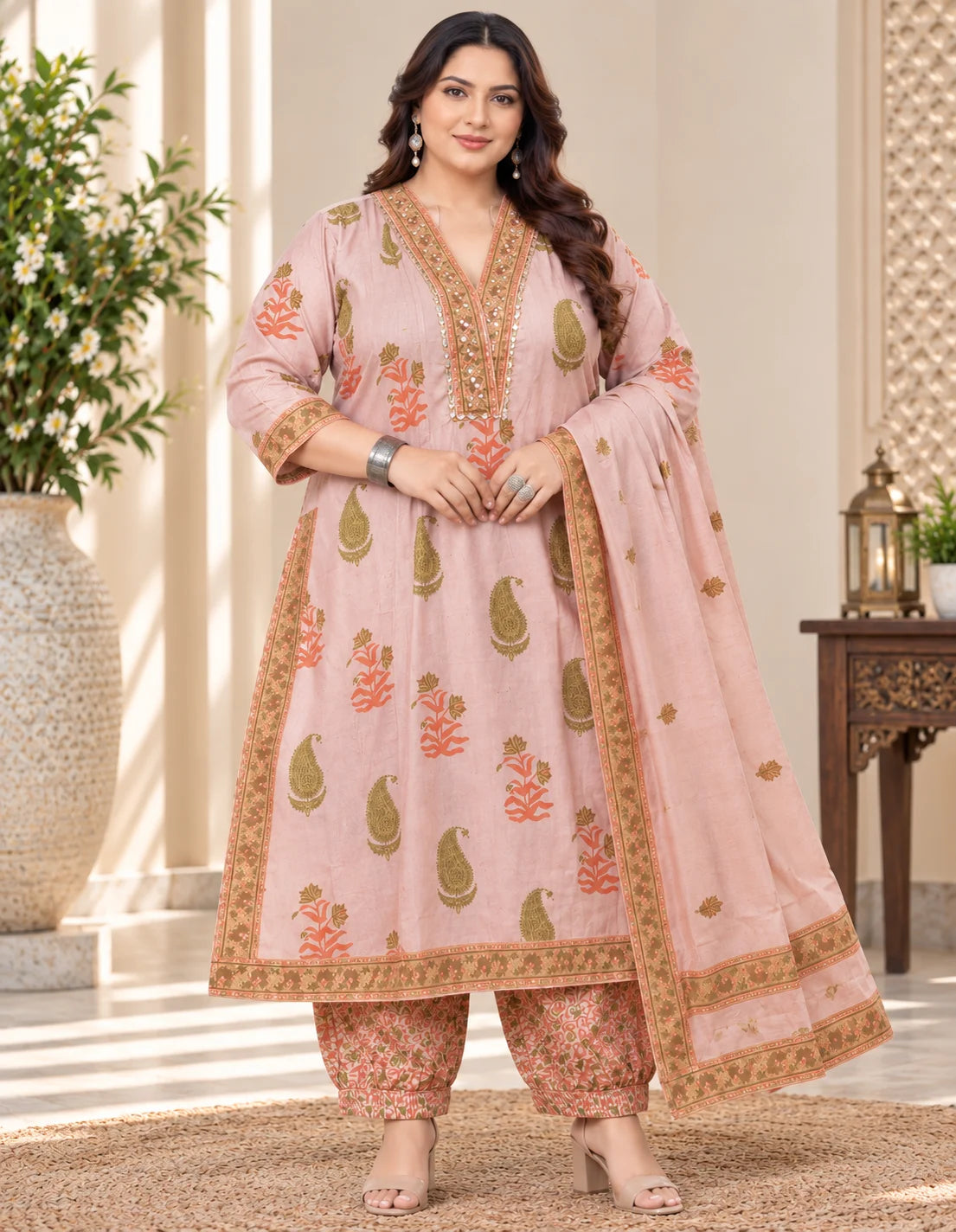 Plus Size Mulmul Cotton 3pcs Set