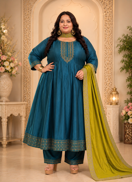 Plus Size Vizhitrasilk Kali Model Anarkali