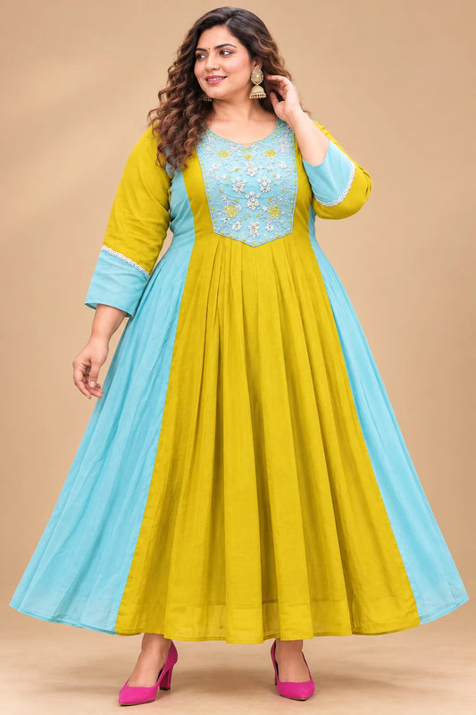 Plus Size Mulchantheri Dual Shadow Anarkali