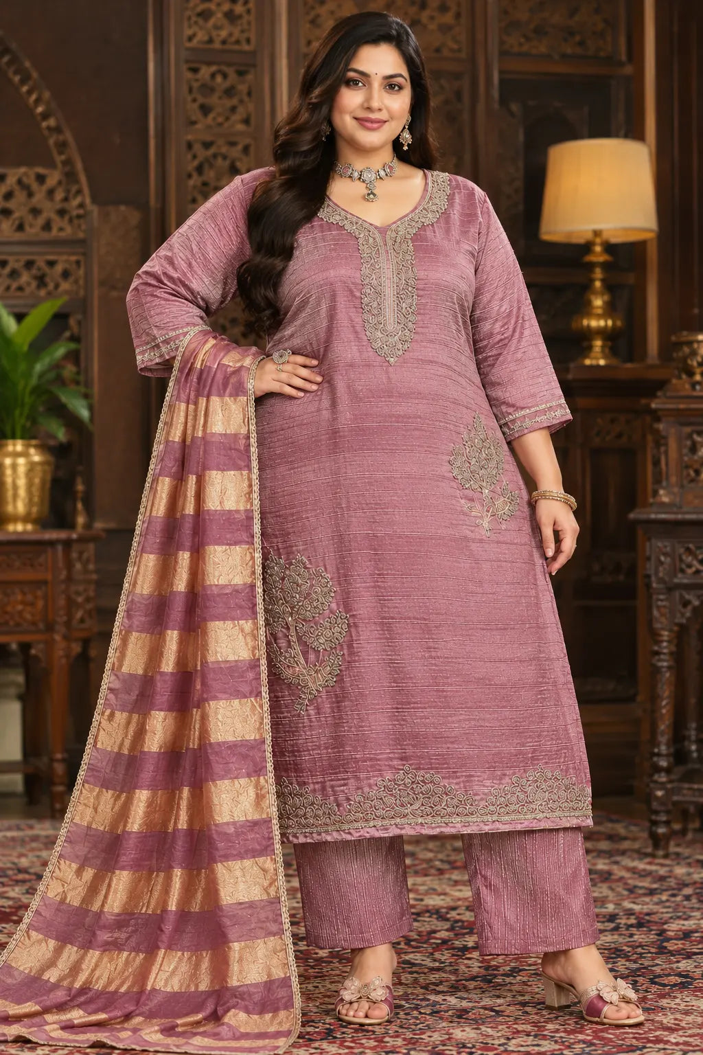 Plus Size Salsa Sequence Work 3pcs Set