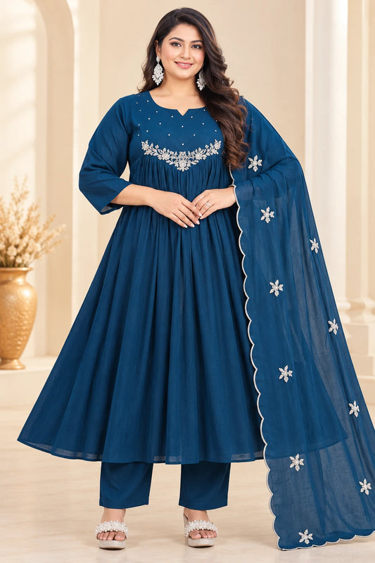 Plus Size Mulchantheri Aari Work 3pcs set