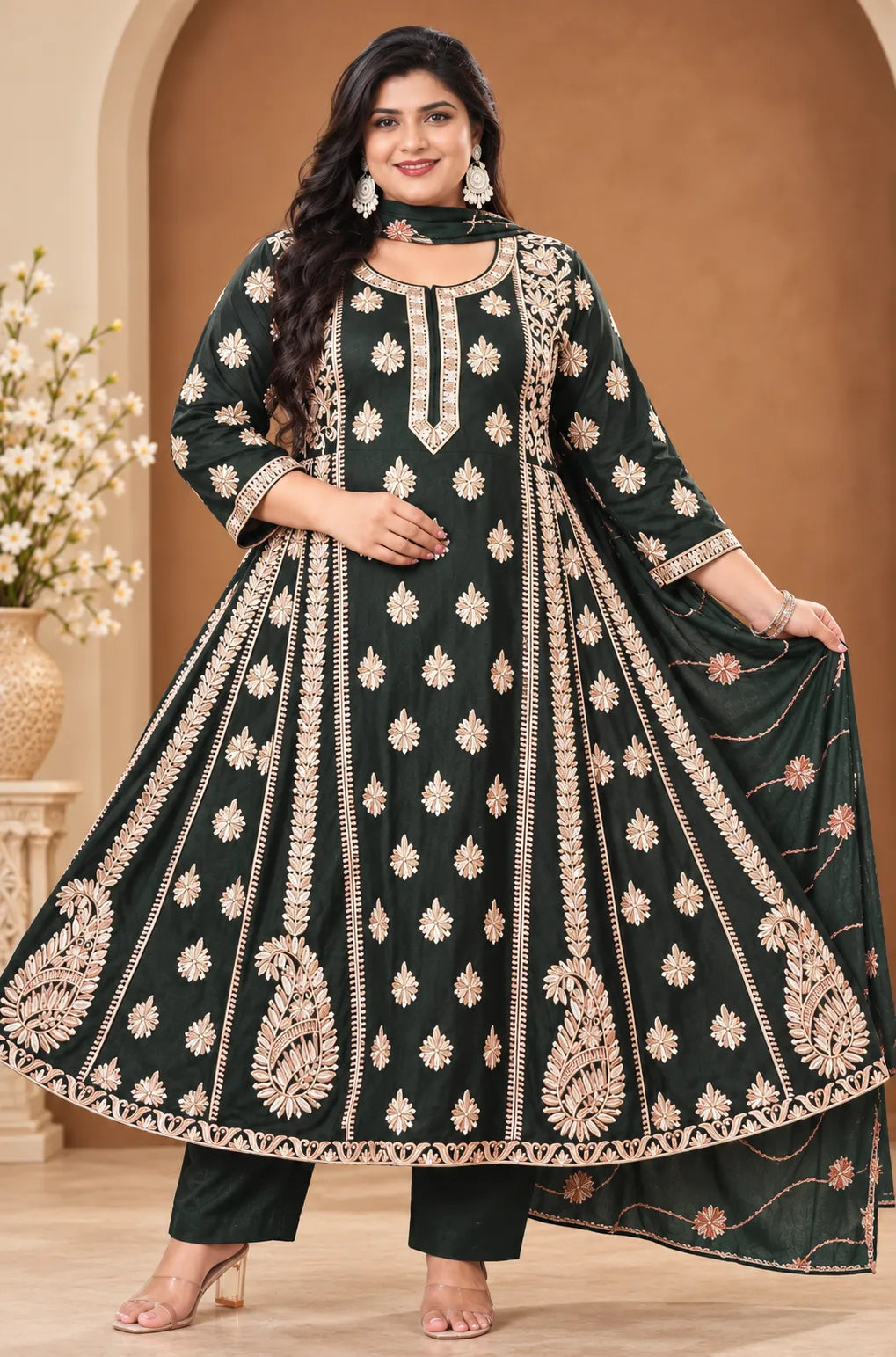 Plus Size Full Emporidary Design 3pcs Set