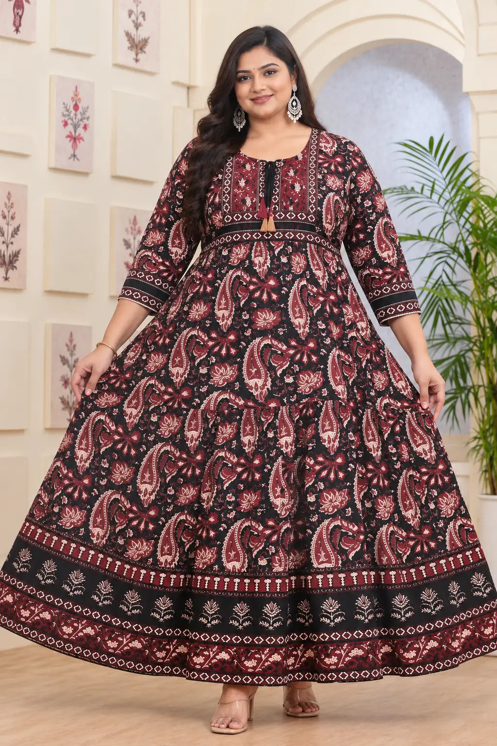 Plus Size Heavy Cotton Sequence Work