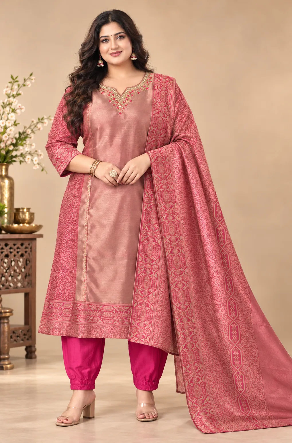 Plus Size Jacard Design 3pcs Set