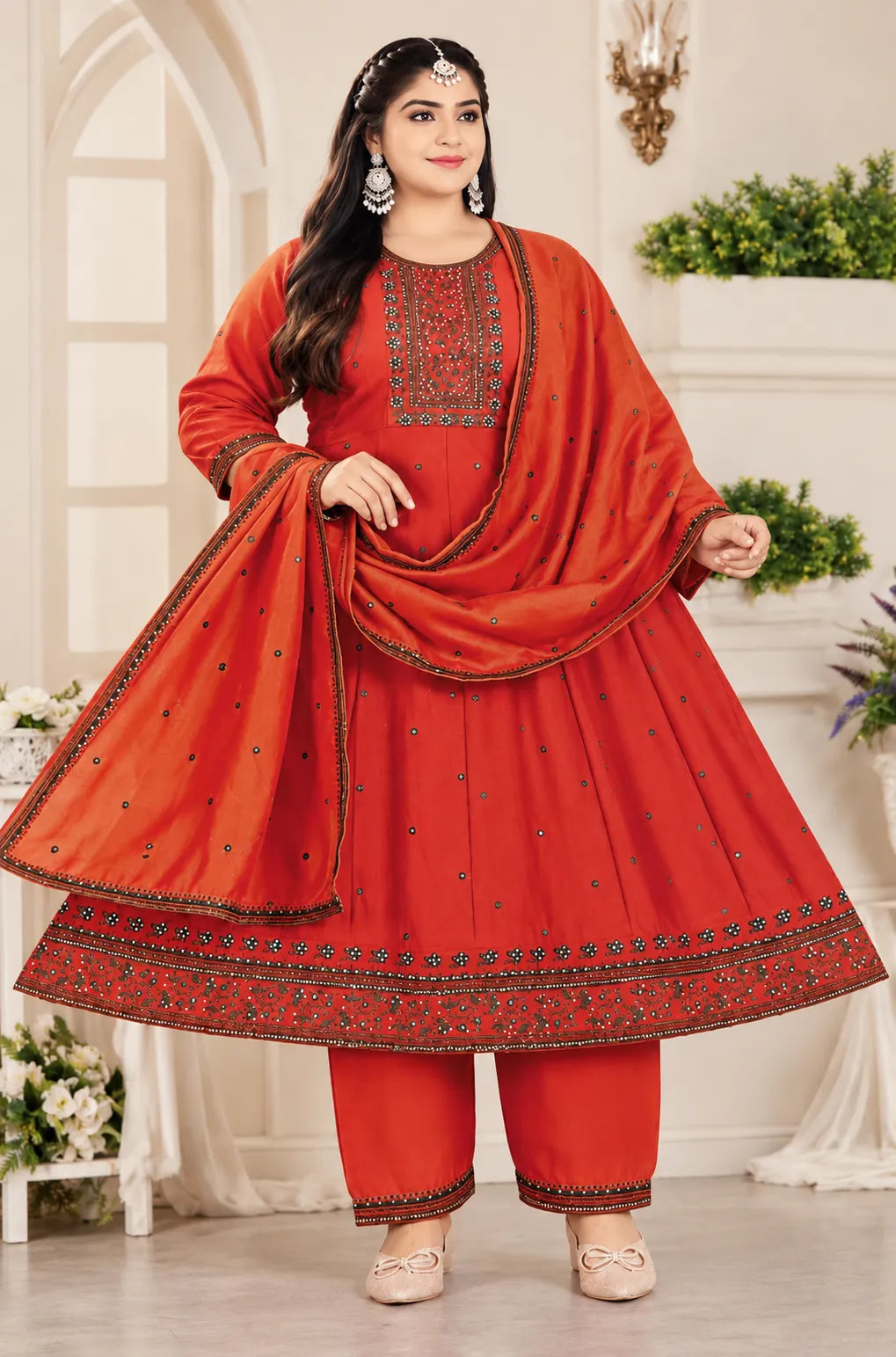 Plus Size Vizhitra Silk Party Wear 3pcs Set