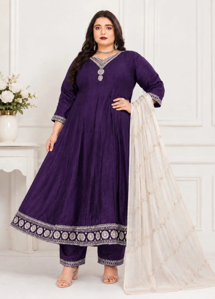 Plus Size Kali Model Vizhitra Anarkali - Violet (4XL to 6XL)
