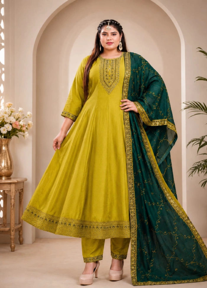 Plus Size Kali Model Vizhitra Anarkali – Mehandi Green (4XL–6XL)