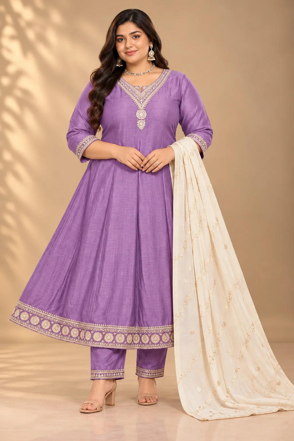 Plus Size Vizhitra Silk Party Wear 3pcs Set