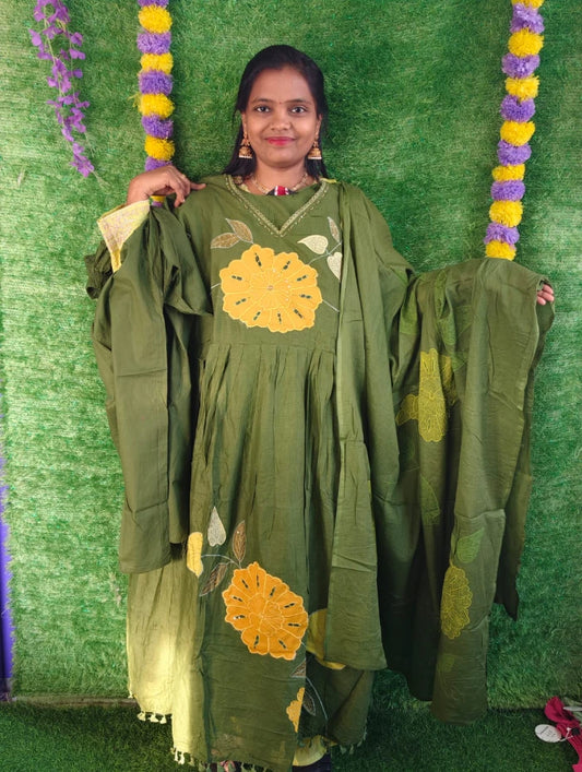 Plus Size Mulmul Cotton Emporidary 3pcs Set