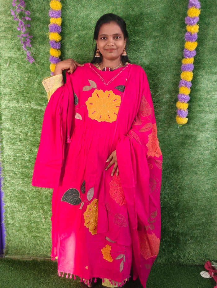Plus Size Mulmul Cotton Emporidary 3pcs Set