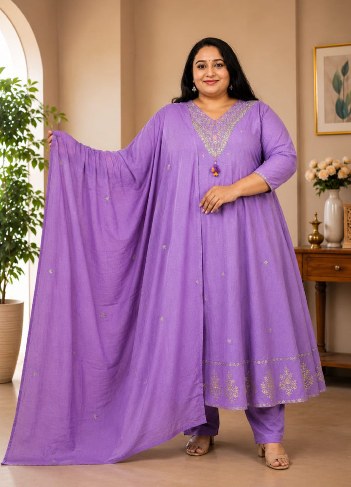 Plus Size V Neck Work - Lavander (4XL - 6XL)