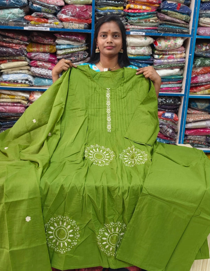 Plus Size Dhabu Cotton Embroidery Design 3-Piece Set