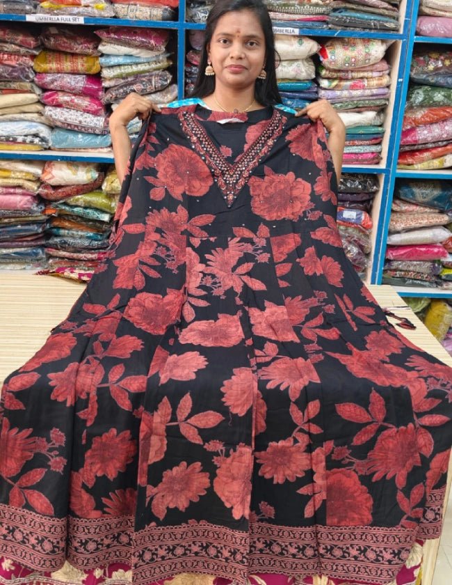 Plus Size Scalp Neck Panel Cut Anarkali