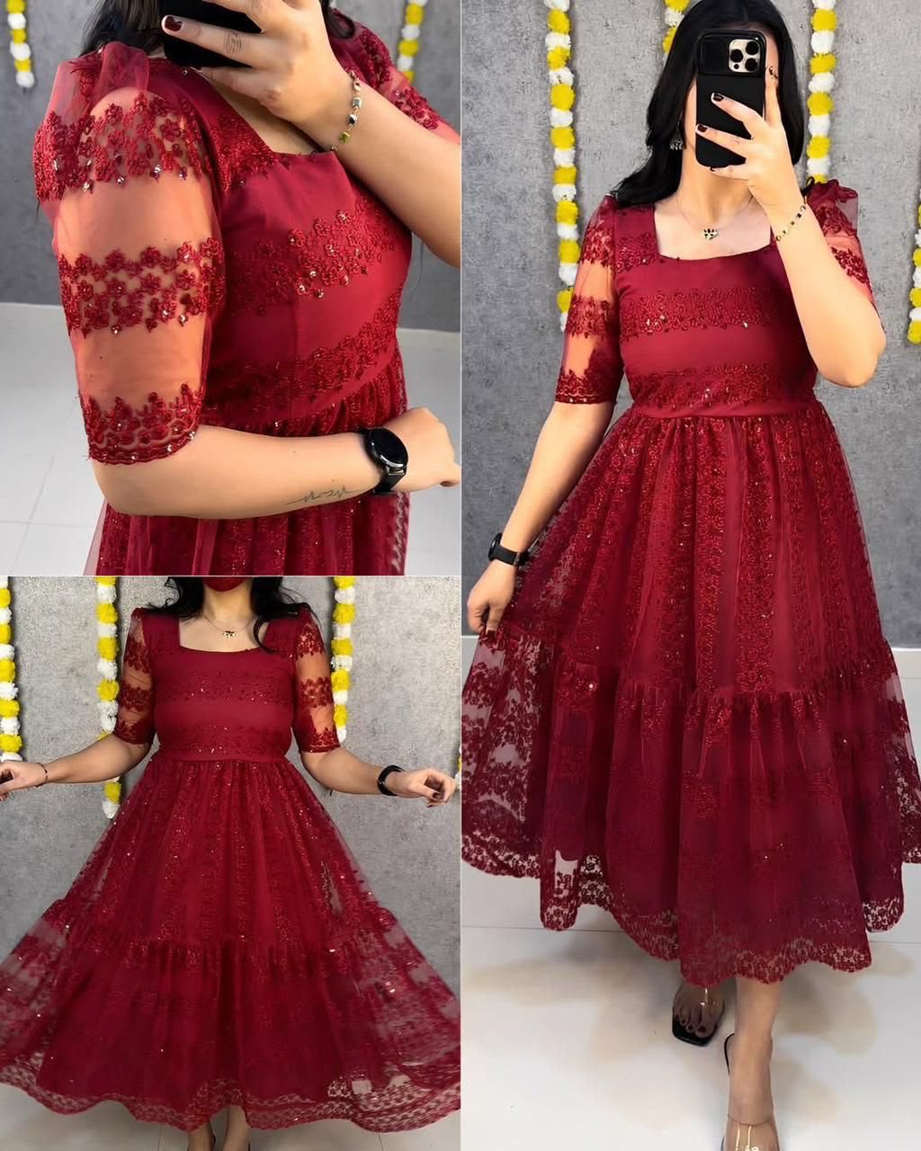 Heavy Net Aaliya Net - Red