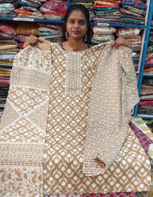Plus Size Cotton Side Open 3pcs Set