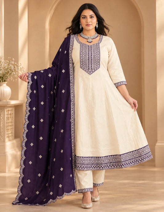 Plus Size Kalimodel Vizhitra Silk 3-Piece Set