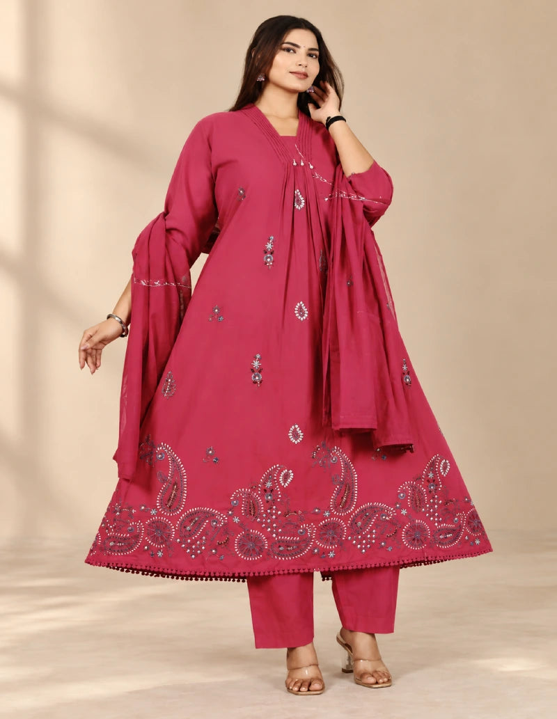 Plus size High neck Emporidary 3pcs Set