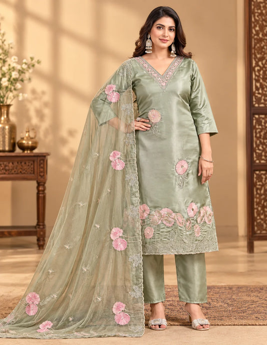 Glass silk 3pcs Set Heavy Sequence Work