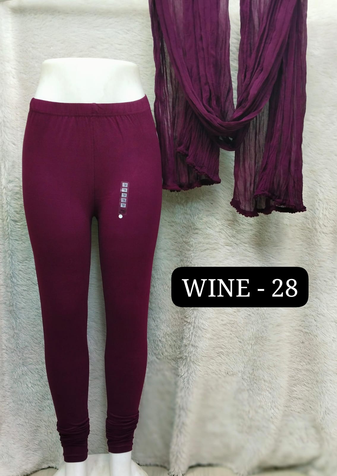 4 Way Leggings & Nazmin Dupatta - Wine