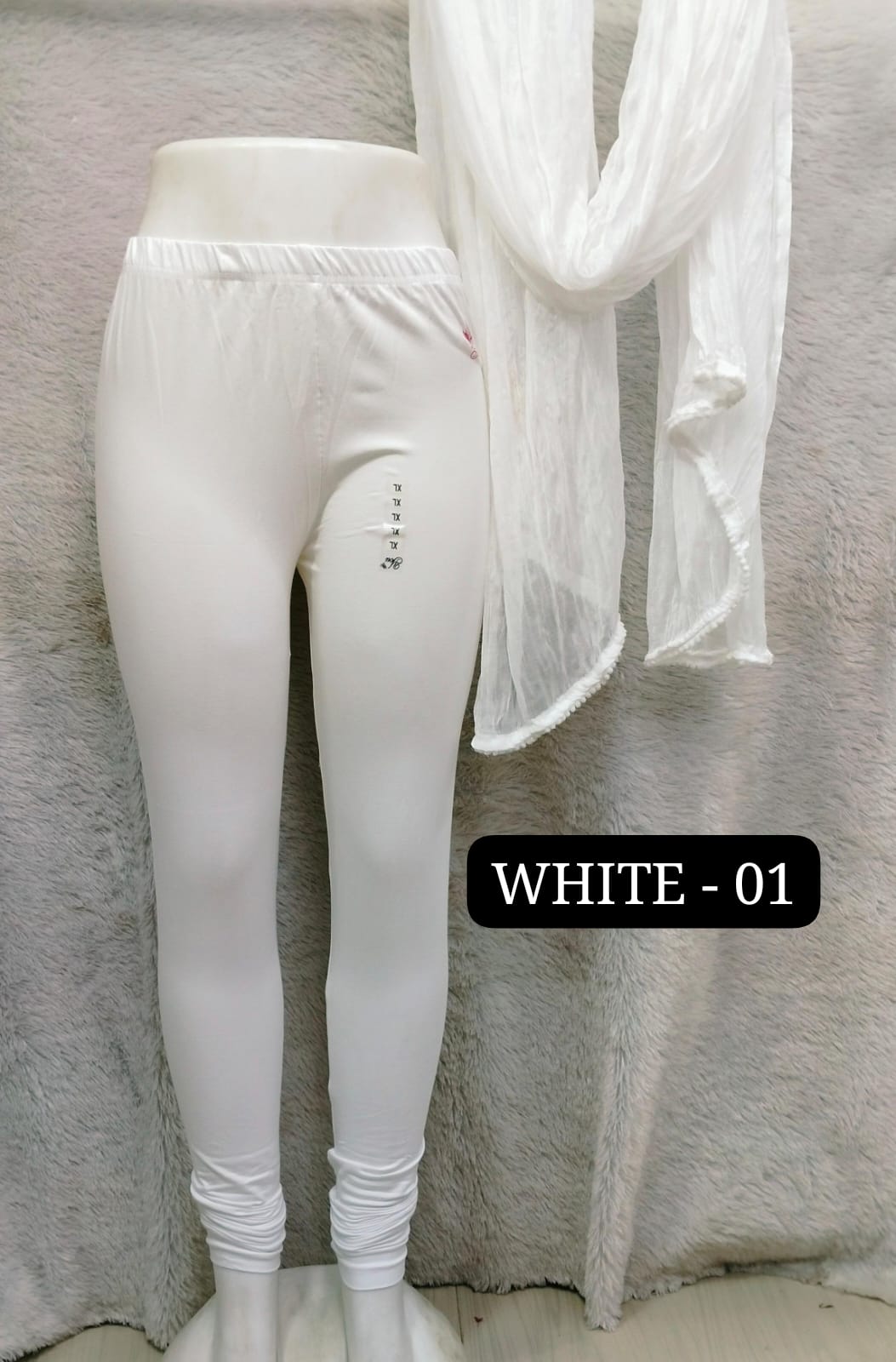 4 Way Leggings & Nazmin Dupatta - White
