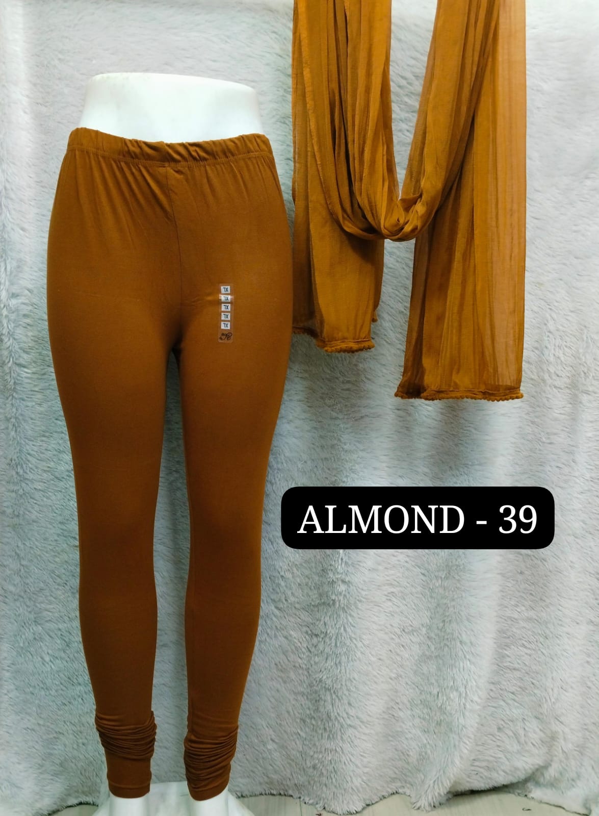 4 way Leggings & Nazmin Dupatta - Almond