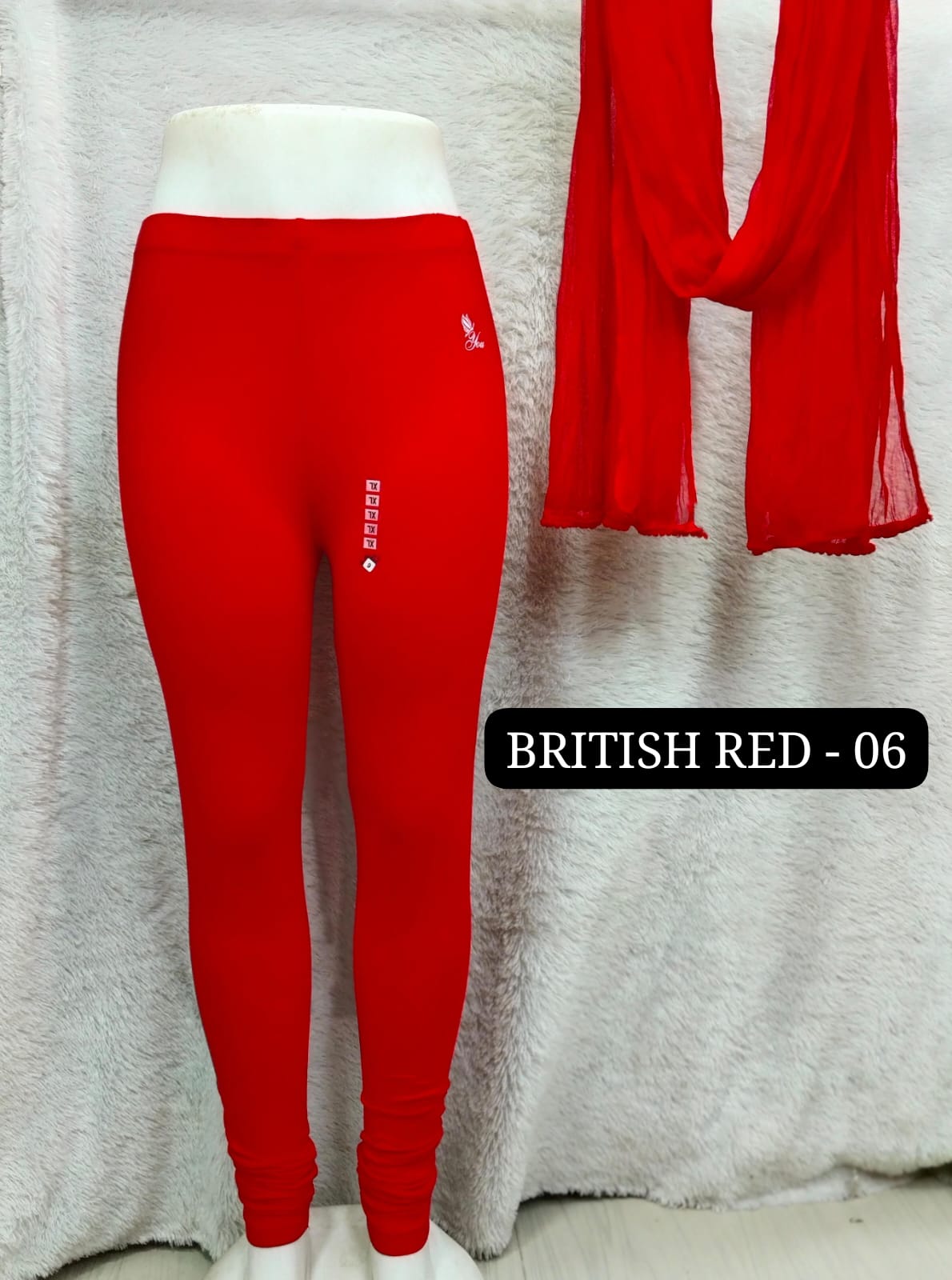 4 Way Leggings & Nazmin Dupatta - British Red