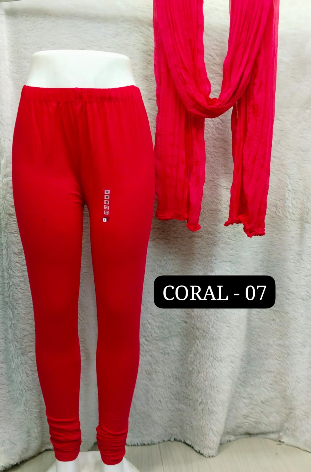 4 Way Leggings & Nazmin Dupatta - Coral