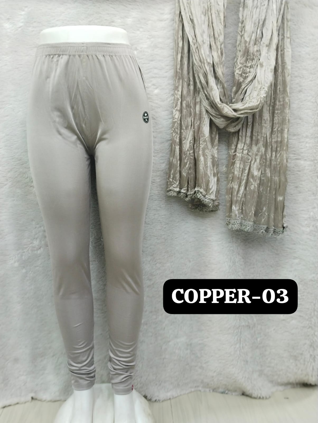Shimmer Full Length Leggings and Dupatta - Copper
