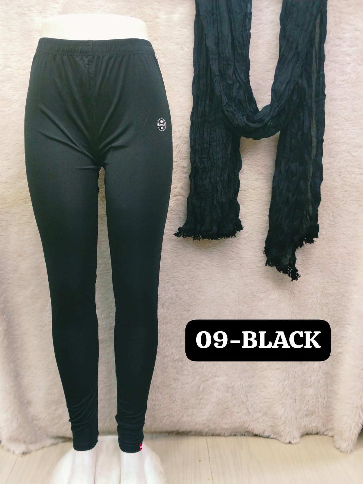Shimmer Full Length Leggings and Dupatta - Black