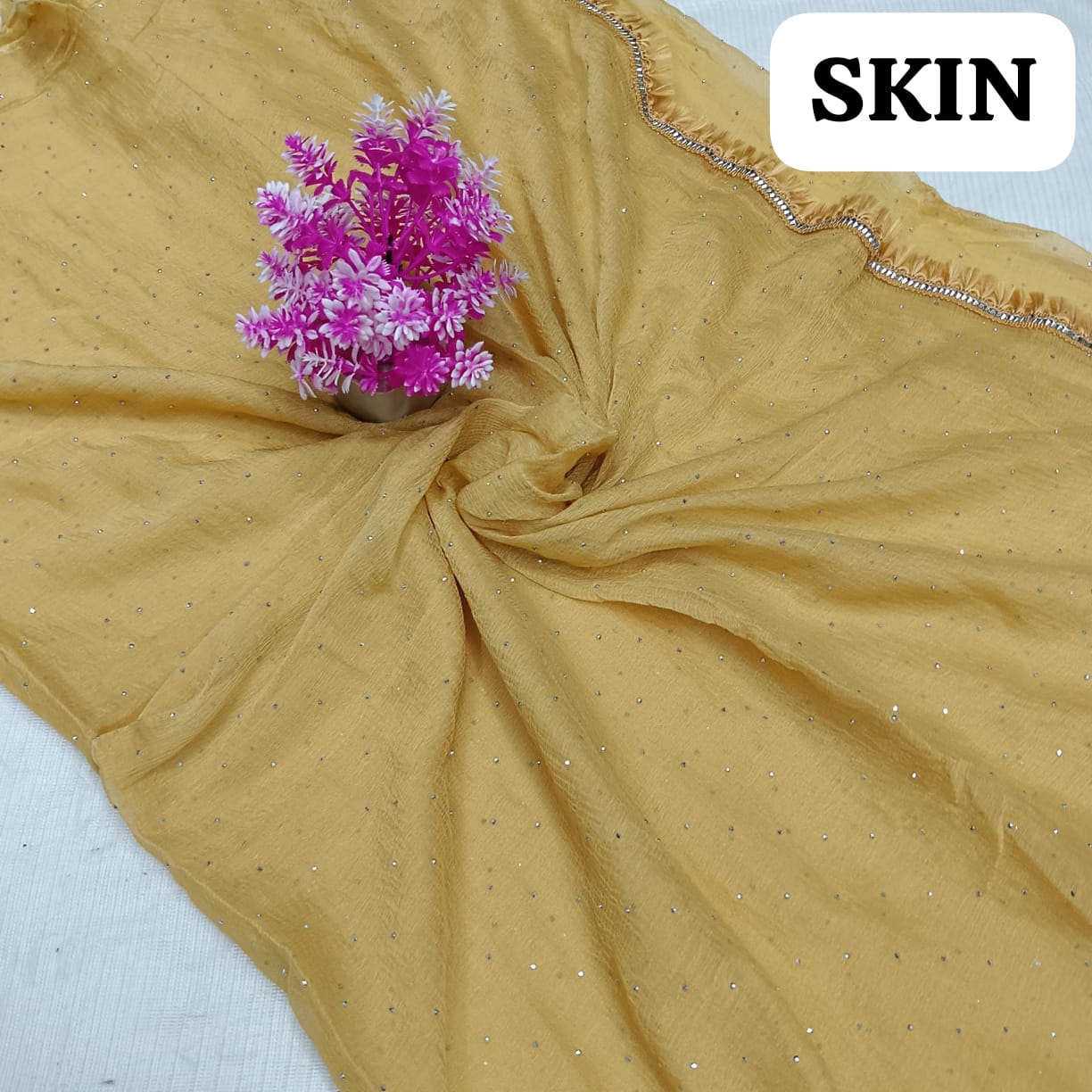 Fancy Fabric Dupatta - Skin