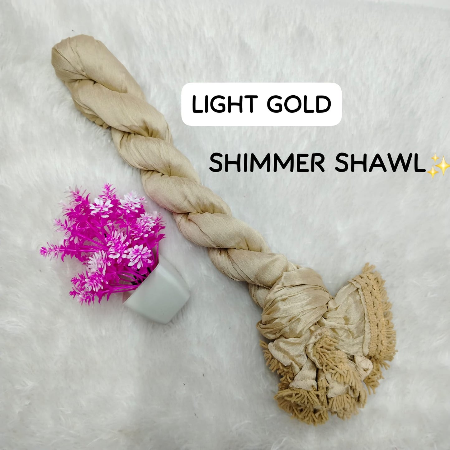 Heavy Quality Shimmer Dupatta - Light Gold