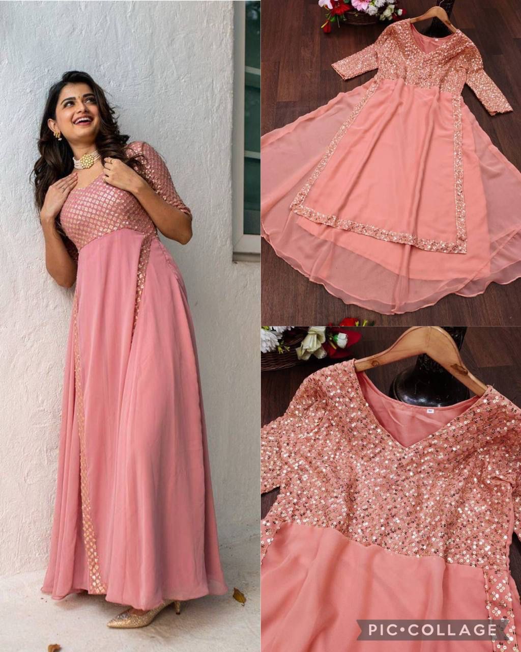 Heavy Faux Georgette With Embroidery With Sequence Work - SSVS02
