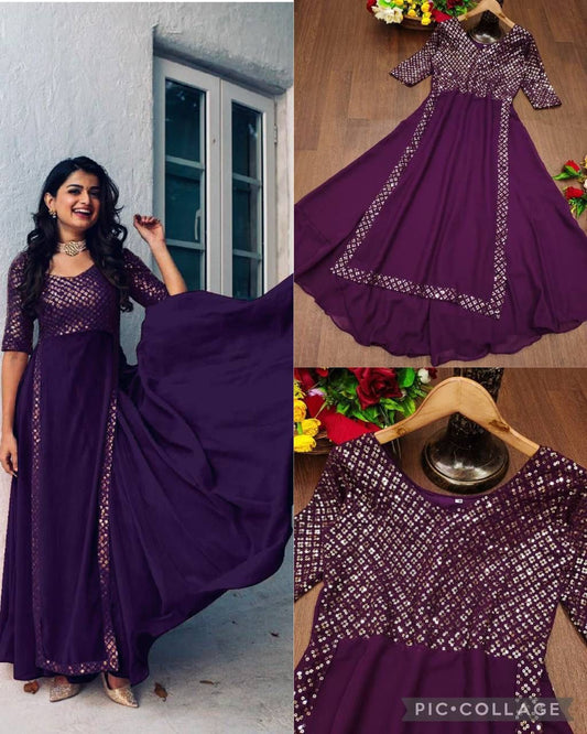 Heavy Faux Georgette With Embroidery With Sequence Work - SSVS03
