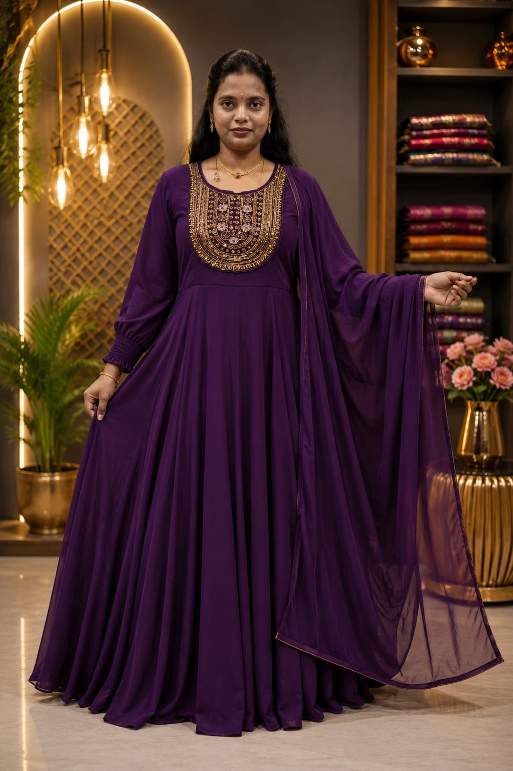 Aari Work Small Size - Wine