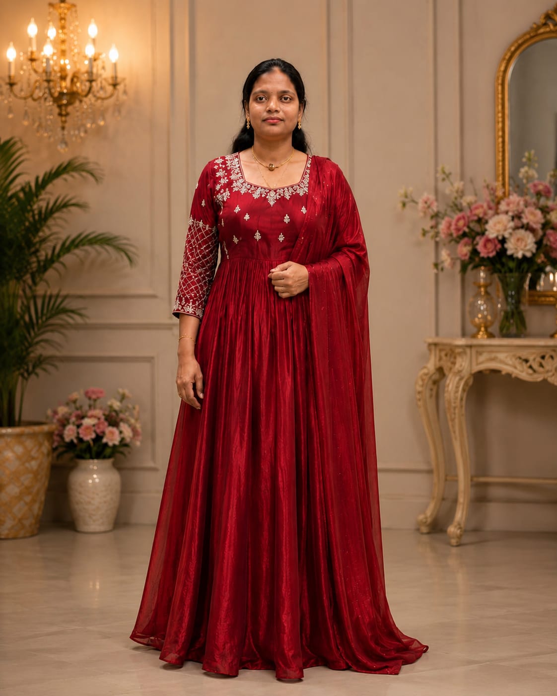 Plus Size Space Silk Sequence Work