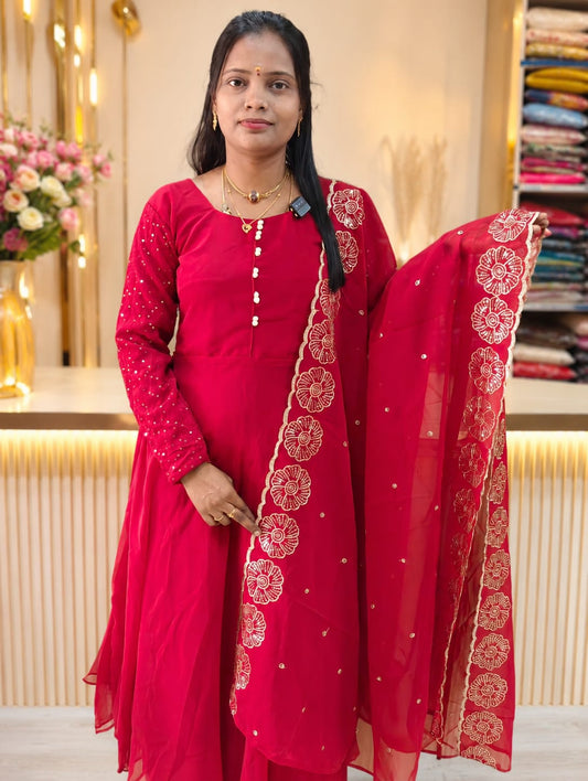 Georgette Heavy Sequence Work 3pcs Set