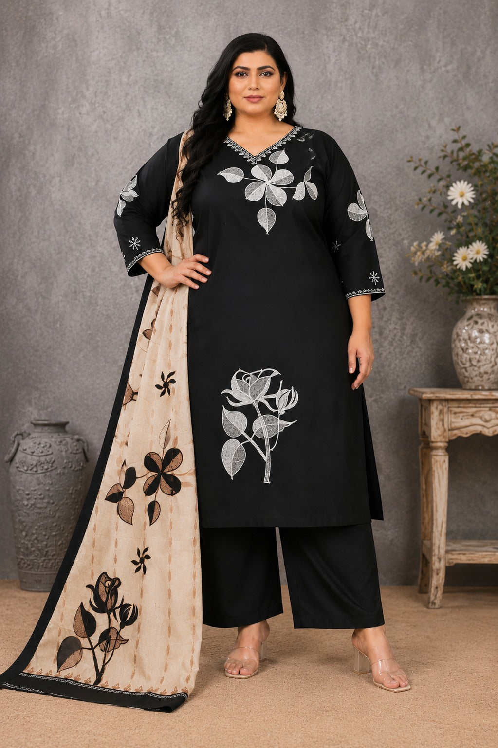 Plus Size Votigan Thread Embroidery