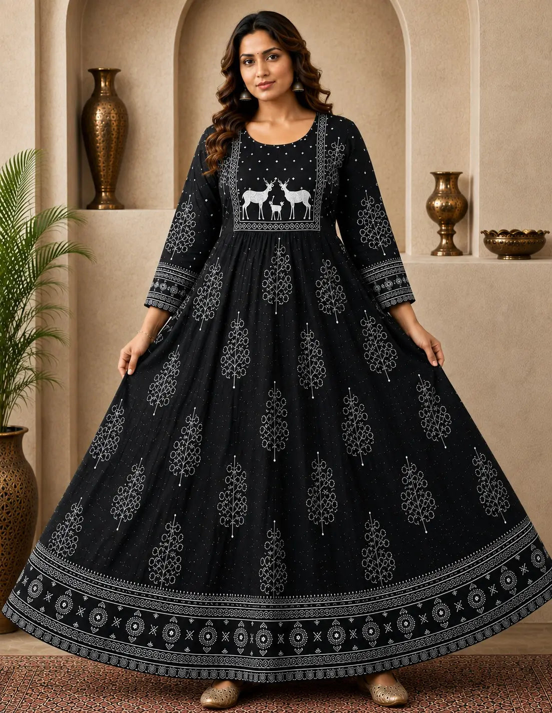 Plus Size Premium Jaipur Umbrella Patch Work