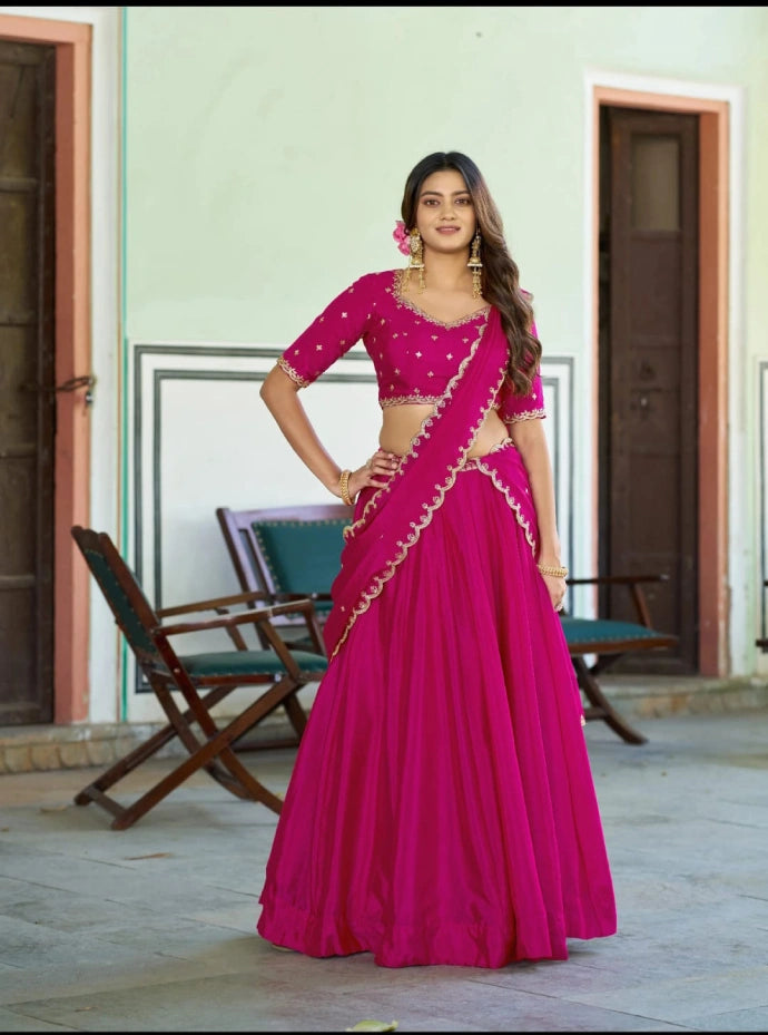 Half Saree Chinnon Silk