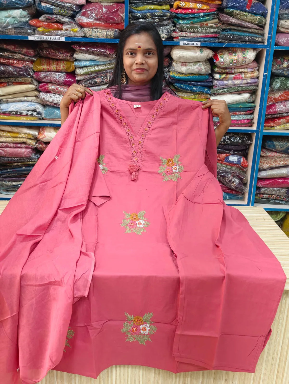 Plus Size Dhabu Cotton Vneck 3pcs Set
