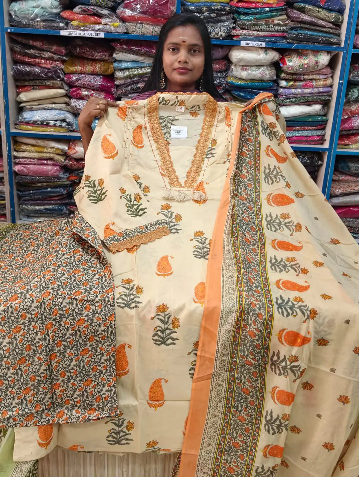 Plus Size Dhabu Cotton Kalamkari 3pcs Set