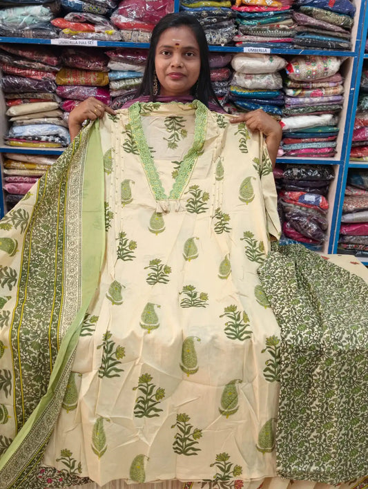 Plus Size Dhabu Cotton Kalamkari 3pcs Set