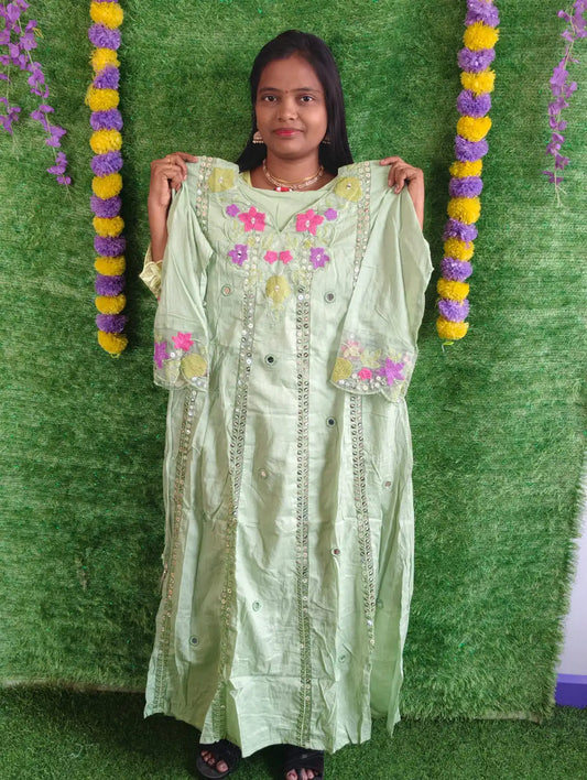 Mulmul Cotton Mirror Anarkali