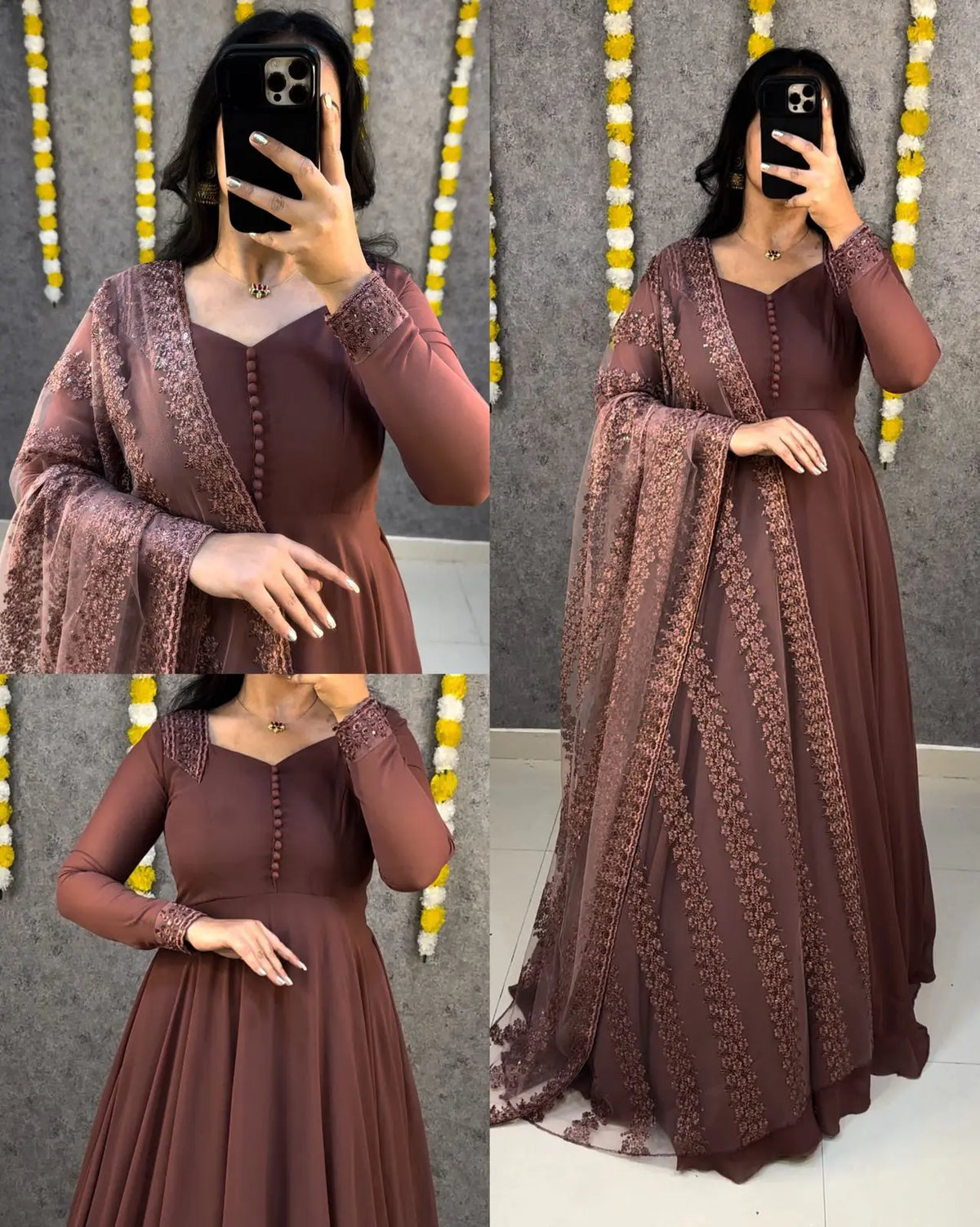 Gown with work Dupatta 2pcs Set