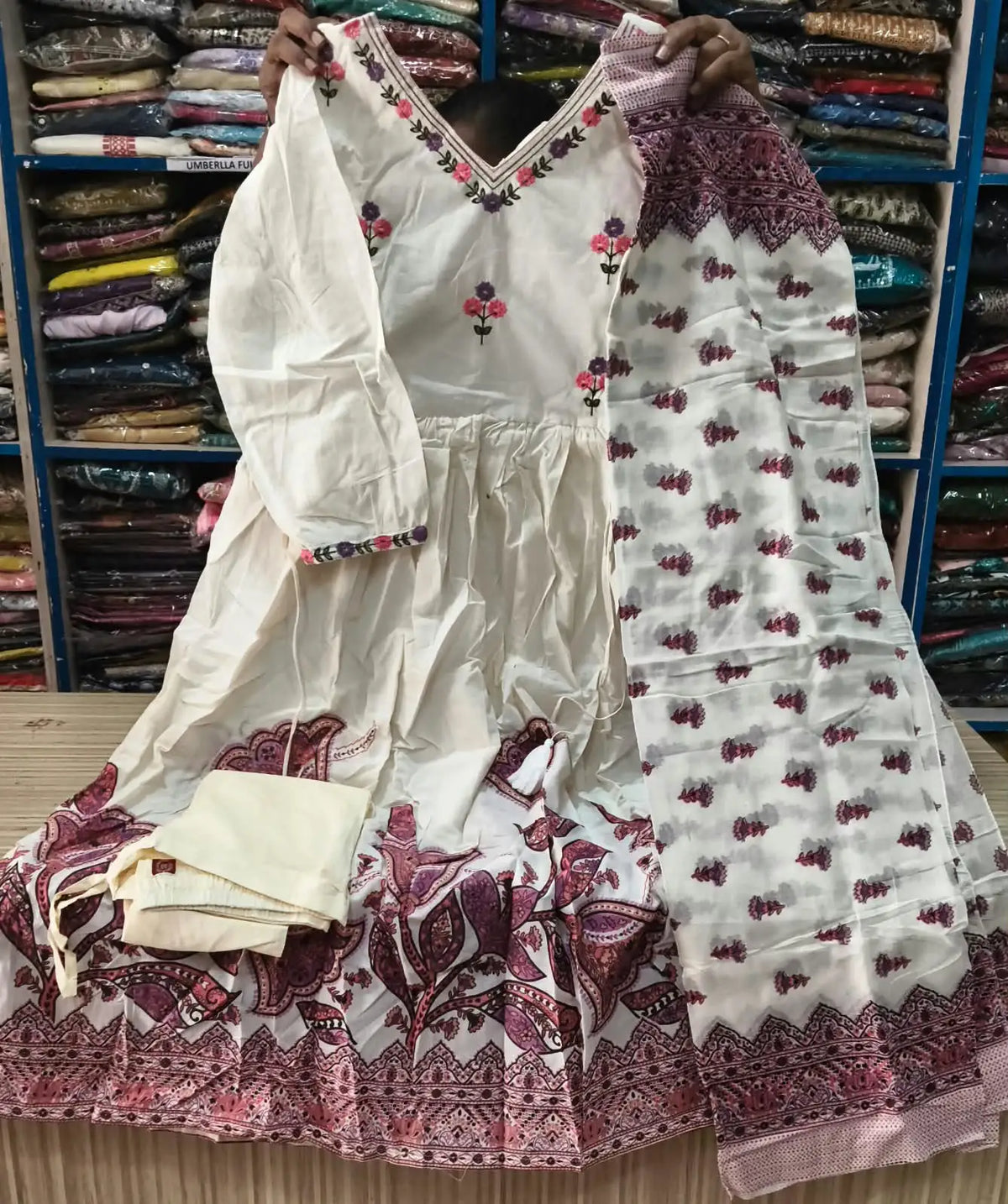 Cotton Anarkali 3pcs Set