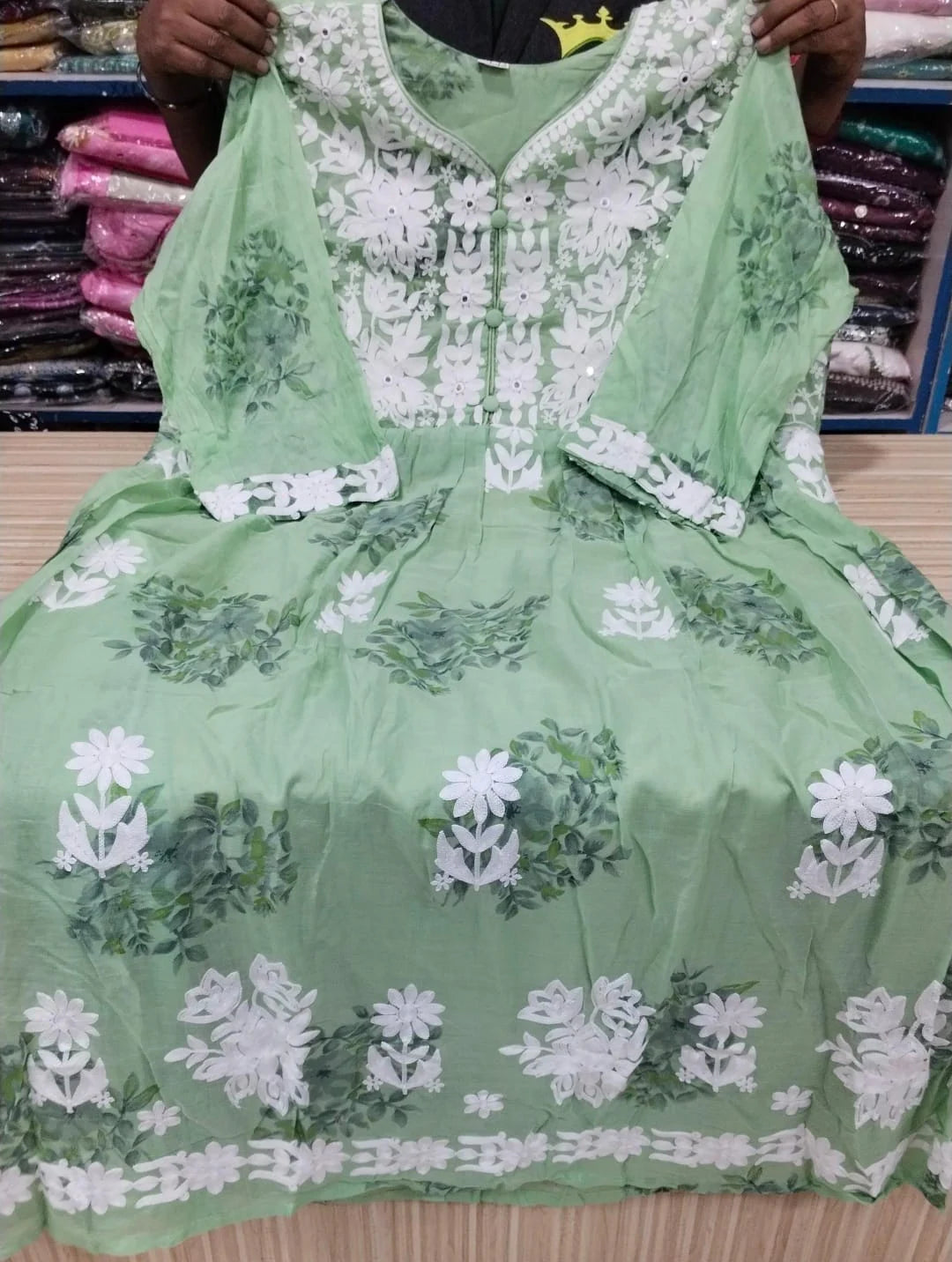 Plus Size Mulmul Cotton Thread Emporidary
