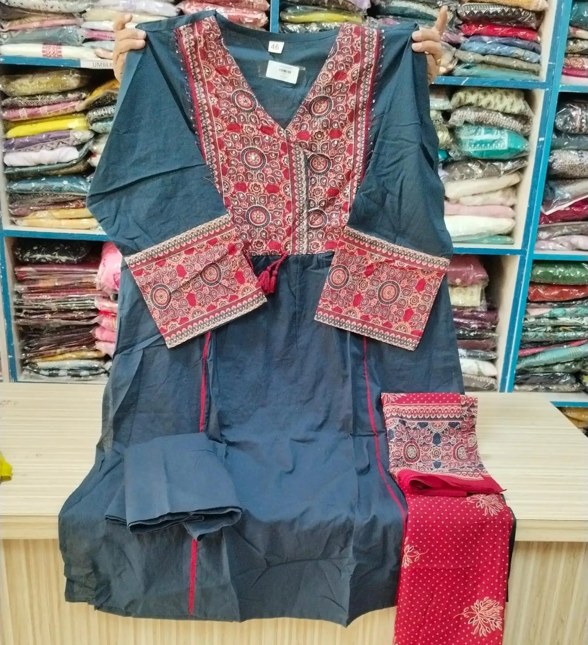 Plus Size Dhabu Cotton 3 pcs Set